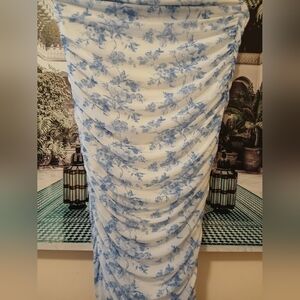 SHEIN FLORAL PRINTED ROUCHE MESH SKIRT NEW!